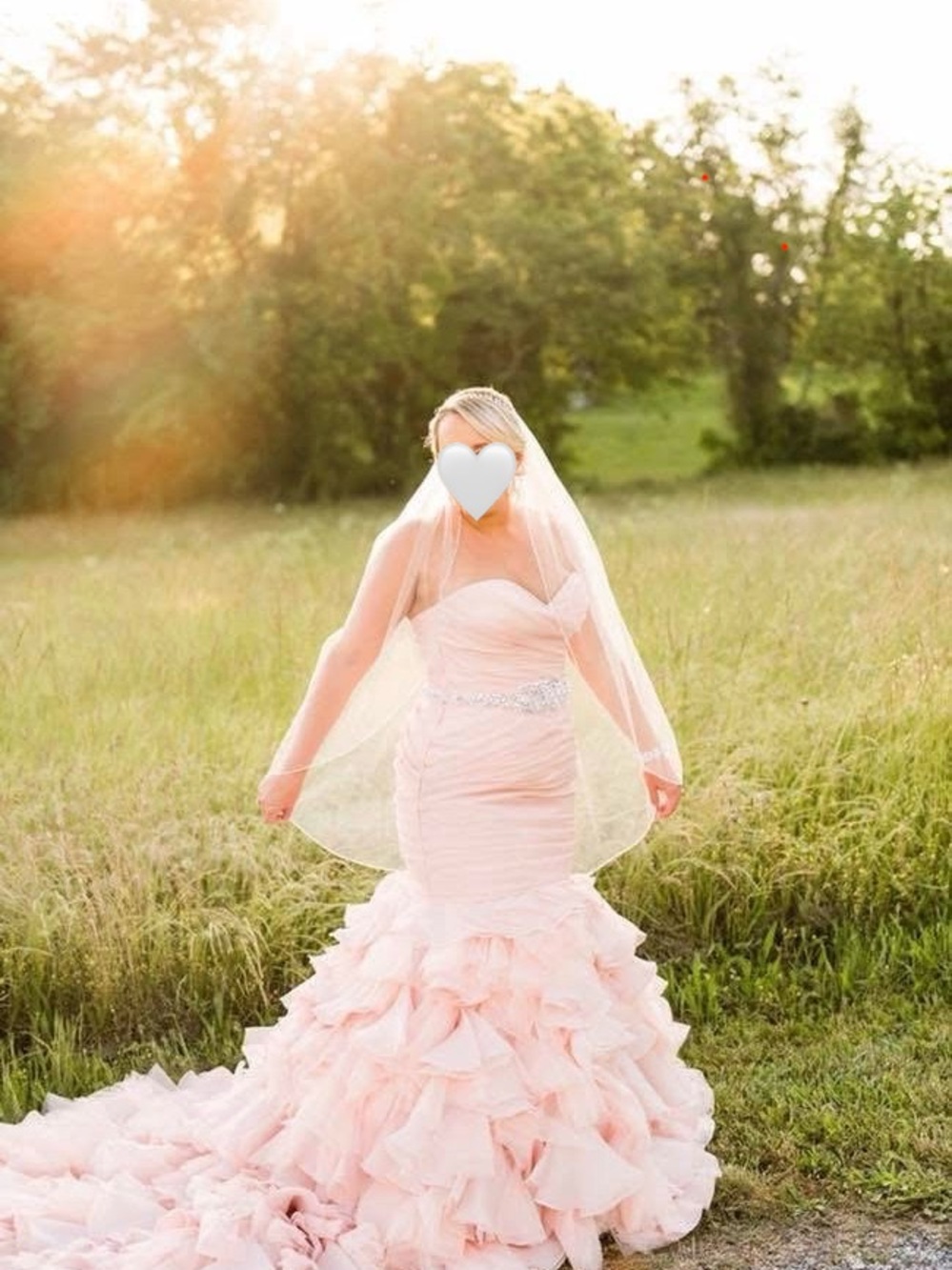 Maggie Sottero Blush Pink Ruffled Mermaid Wedding Dress - Picture 3 of 4